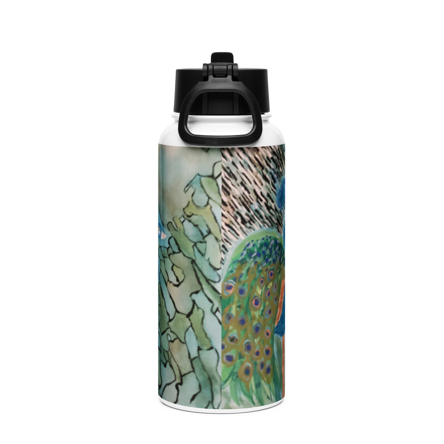 Stainless steel water bottle with a straw lid