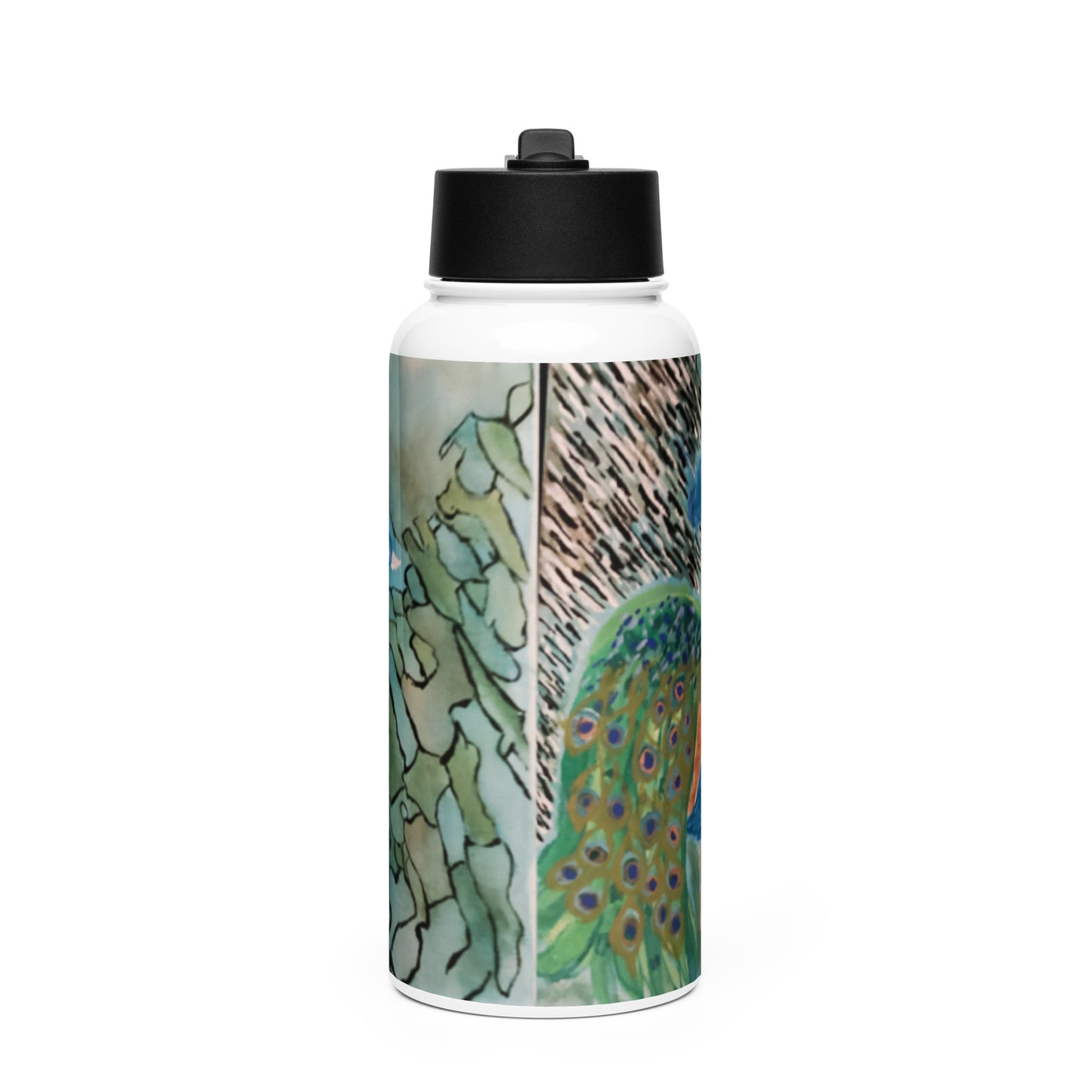 Stainless steel water bottle with a straw lid